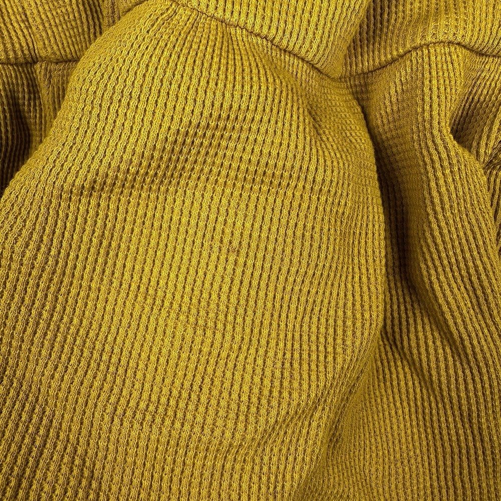 Maeve Anthropologie Waffle Knit Top Womens Small Yellow Excellent Tiered Thermal - Picture 7 of 8
